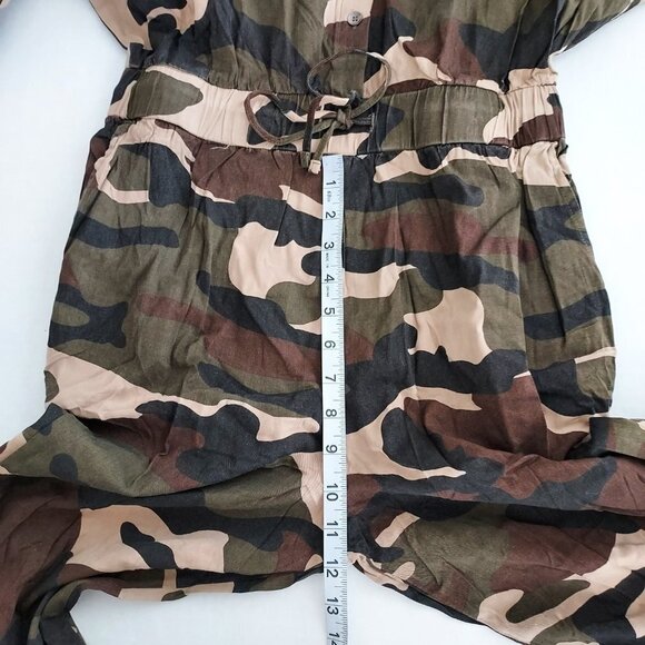 Easel 100% Cotton Camouflage Button Down Long Sleeve Jumpsuit NWT - Picture 2 of 16